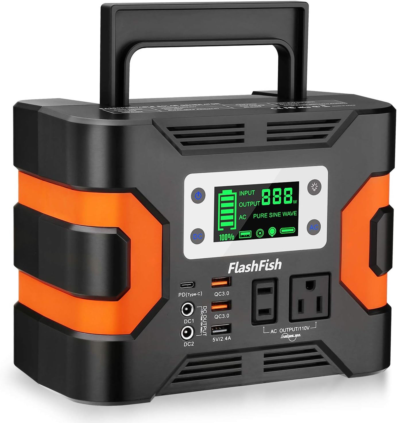 200W Peak Power Station, Flashfish CPAP Battery 166Wh 45000mAh Backup Power Pack 110V 150W Lithium Battery Pack Camping Solar Generator For CPAP Camping Home Emergency Power Supply