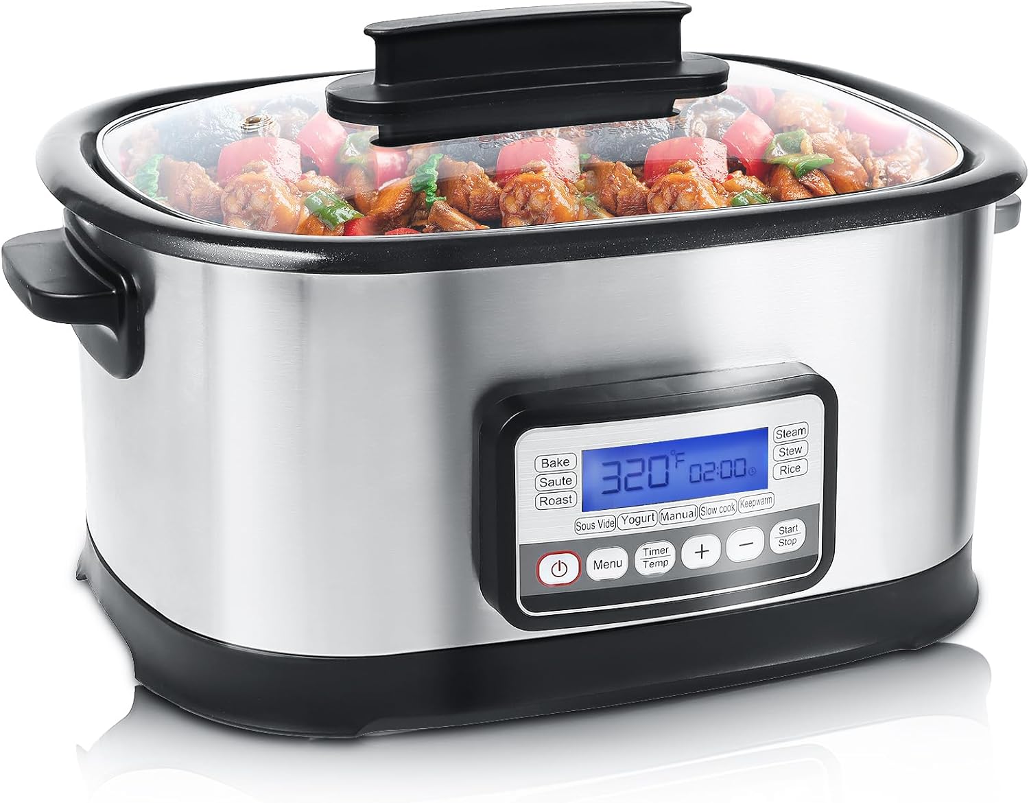 6.5Qt 11-in-1 Multi Cooker, Digital Programmable Slow Cooker, Sous Vide, Rice Cooker, 1500W Timer&Temp Control,Dishwasher Safe Lid&Nonstick Inner Pot