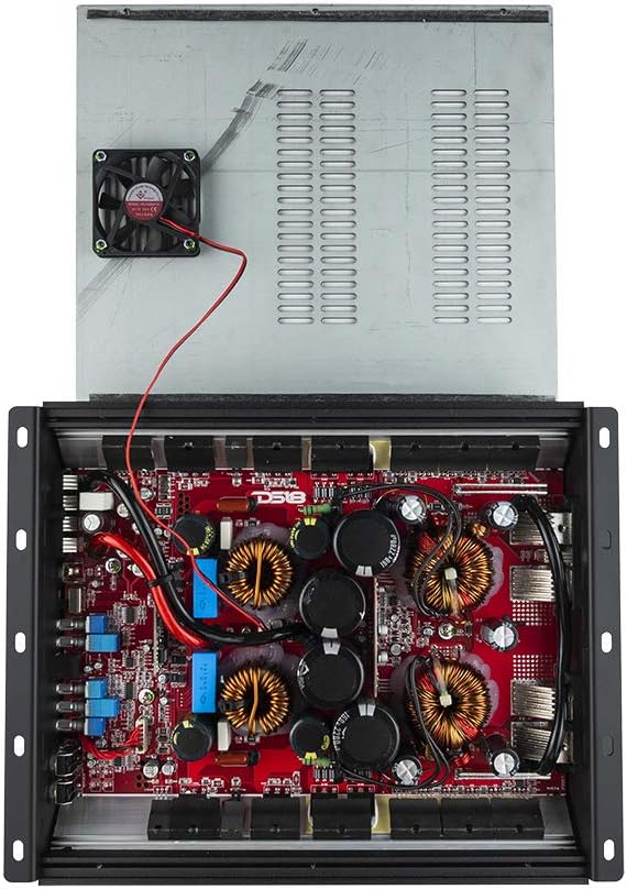 DS18 H-KO3 Korean Half Bridge 1-Channel Monoblock Car Audio Amplifier with Voltmeter and Clip Indicator, 3000 Watts Rms - Remote BASS Knob Included