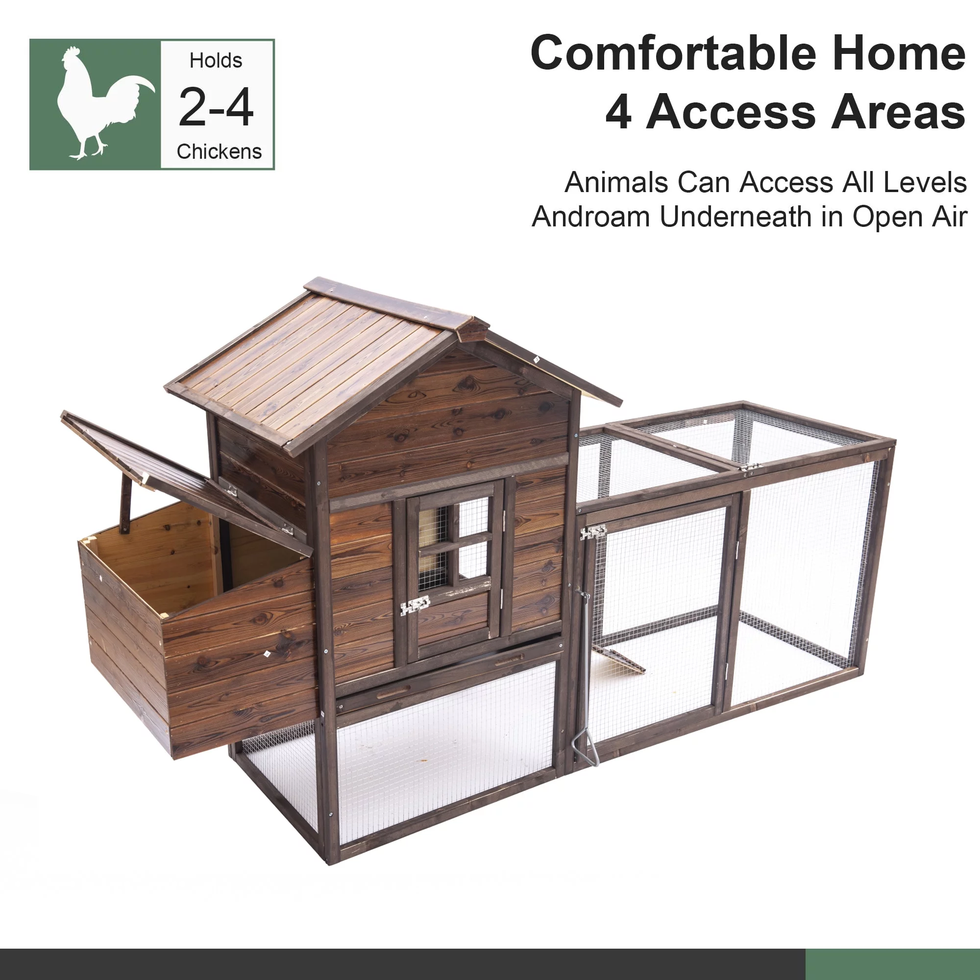 Gaildon Large Removable Chicken Coop for 4-5 Chickens ,with 2 Story Poultry Cage,Nesting Box,Pull Out Trays, Brown - Curated Treasures Market