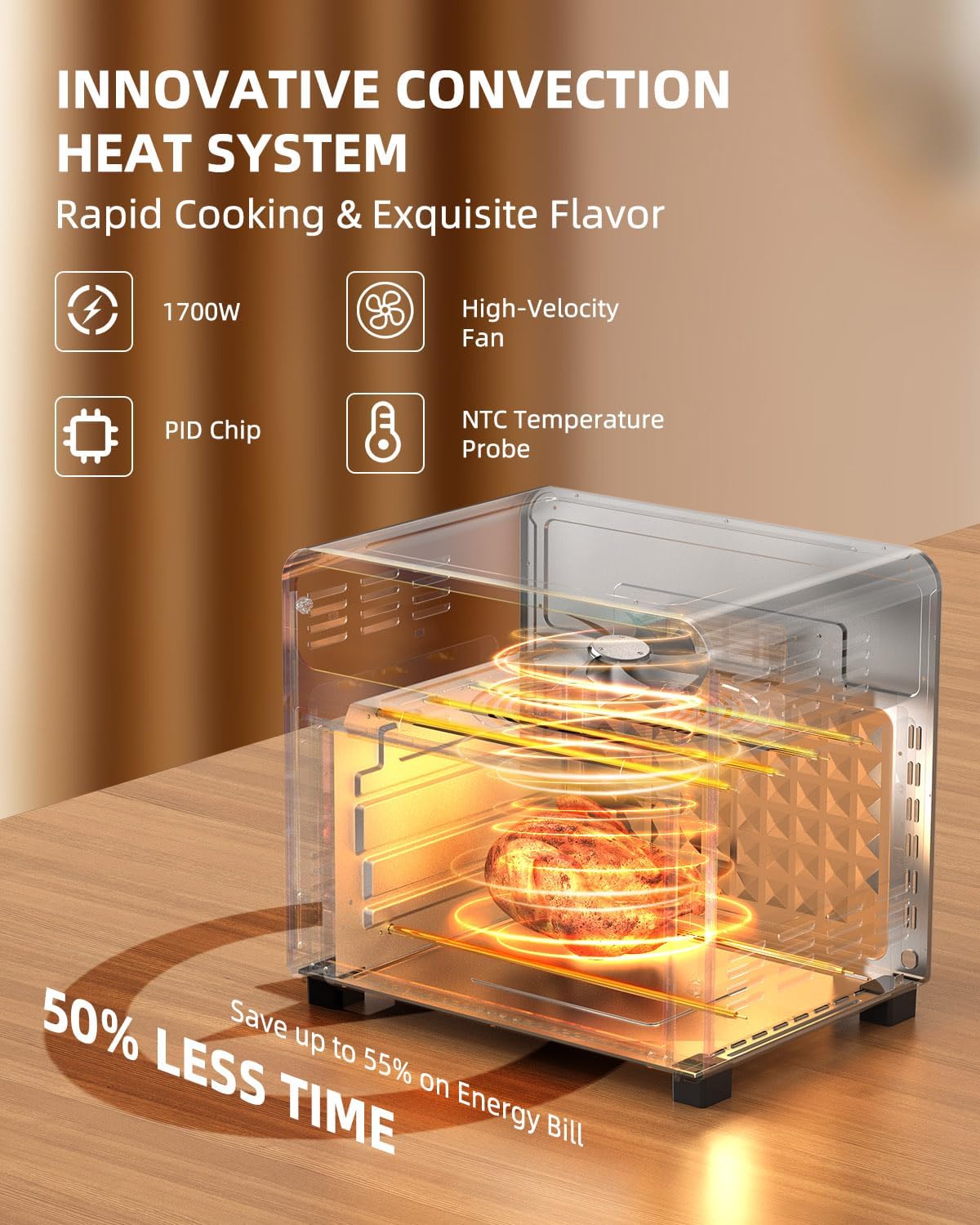 Air Fryer Toaster Oven Combo, 22QT Air Fryer Oven, 5-In-1 Toaster Oven Air Fryer Combo With Warm, Broil, Toast, Bake, Air Fry, Toaster Convection Oven Oil-Free, Stainless Steel Air Fryer