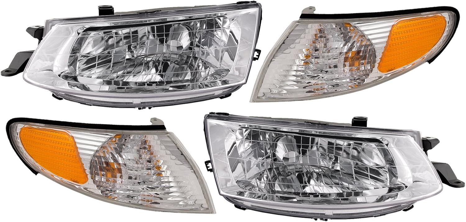 HEADLIGHTSDEPOT Compatible with Toyota Solara 4-Piece New Headlights Set w/Corner Lights