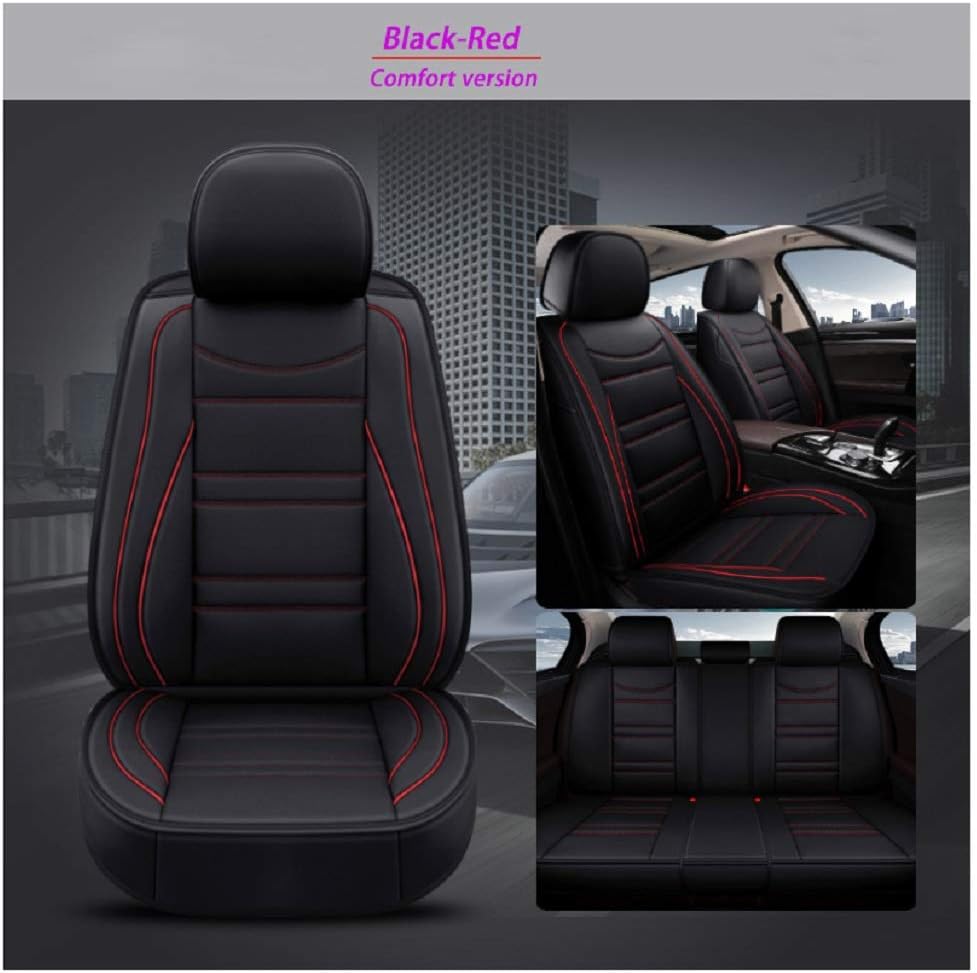 Luxury Leather Auto Car Seat Covers 5 Seats Full Set Universal Fit SR247 (Beige)