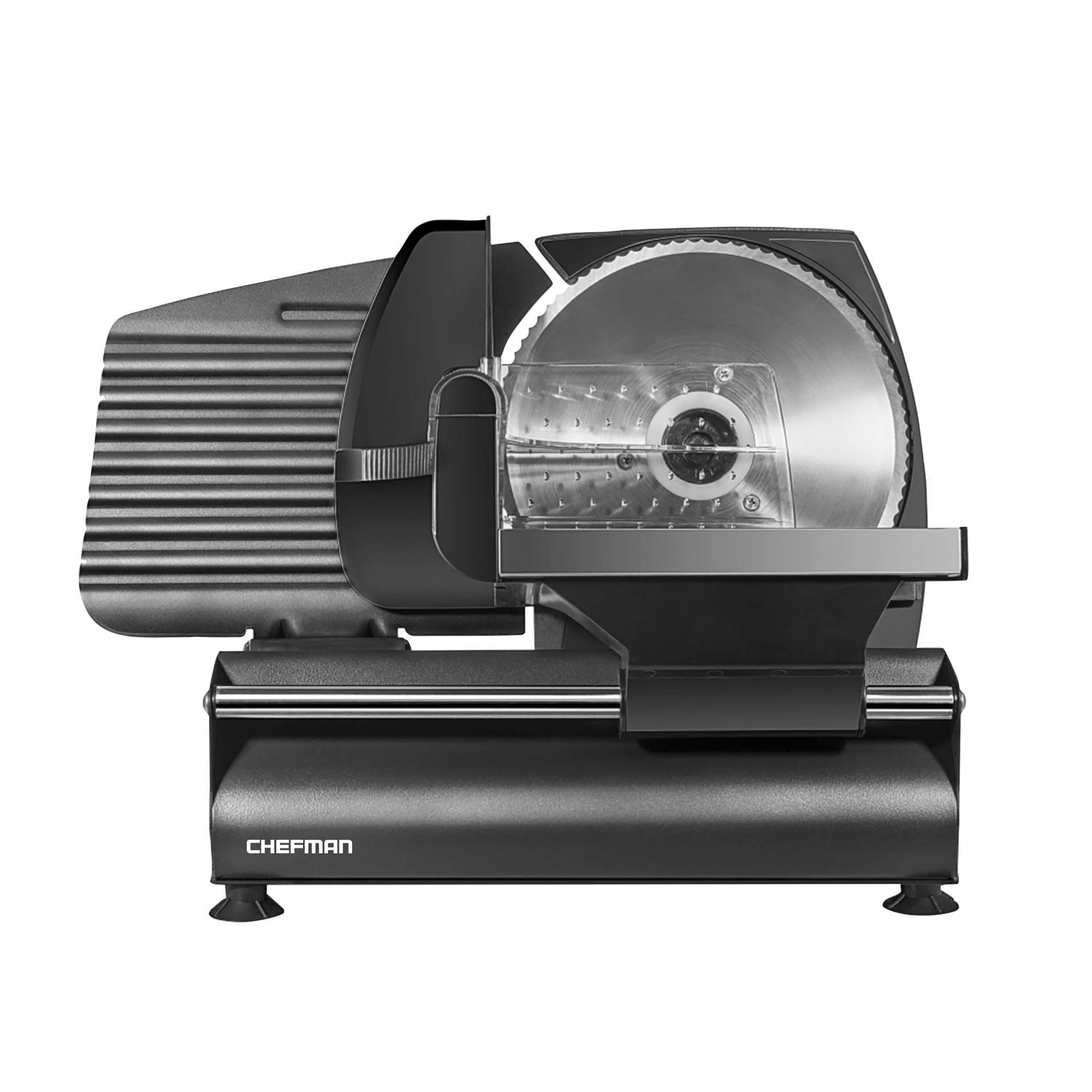 Chefman Die-Cast Electric Deli Food Slicer Serrated Stainless Steel Blade Black
