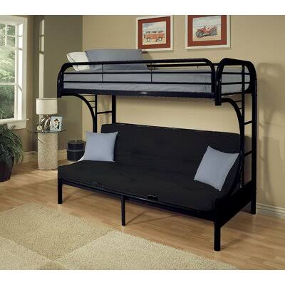 Zoomie Kids Hiett Twin Over Full Futon Bunk Bed, Size: Large, Black