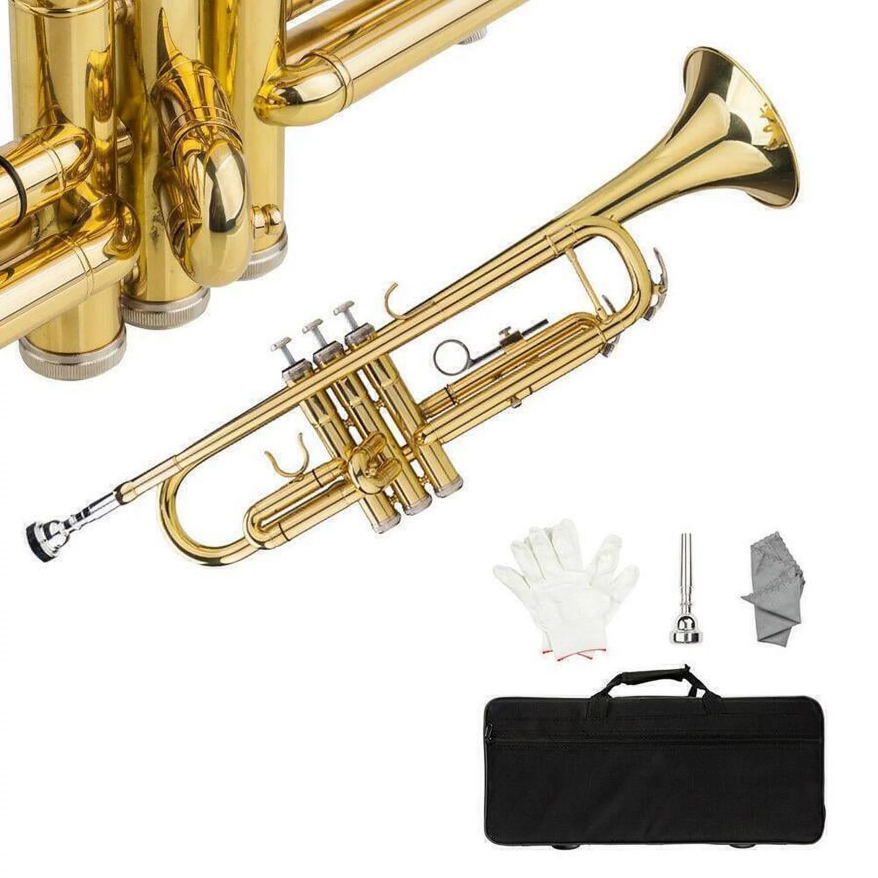 Bb Golden Trumpet Standard Trumpet Set With Hard Case - Curated Treasures Market