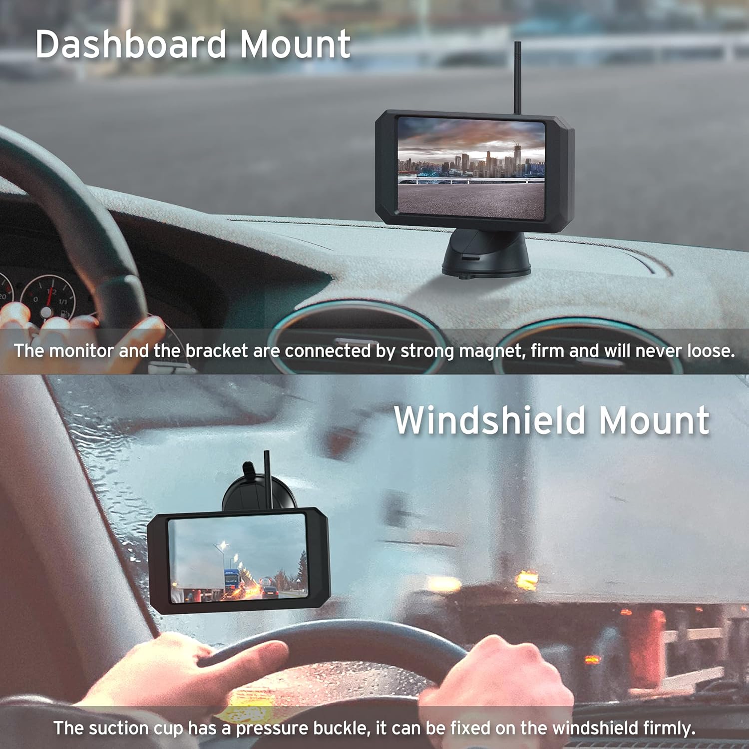 Wireless Backup Camera Monitor: Digital Vehicle Backup Cameras + 5 inch HD Monitor Waterproof Night Vision, Rear Wireless Camera for Car RV SUV Trailer