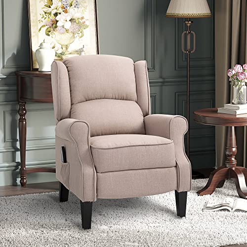 HOMCOM Vibration Massage Recliner Chair for Living Room with Heat, Wingback Single Sofa, Modern Suede Fabric Push Back Reclining Chair with Footrest, Side Pocket, Black