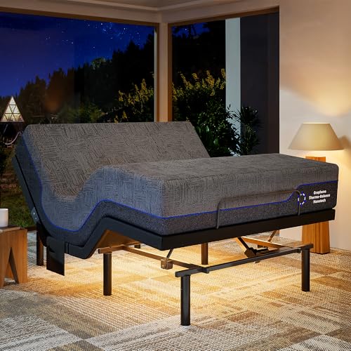 Marsail NS0 Adjustable Base with Mattress Set, Queen Adjustable Bed Frame + 10-inch Cooling Gel Memory Foam Mattress, Dual Motor Bed Frame with Wireless Remote, CertiPUR-US Certified