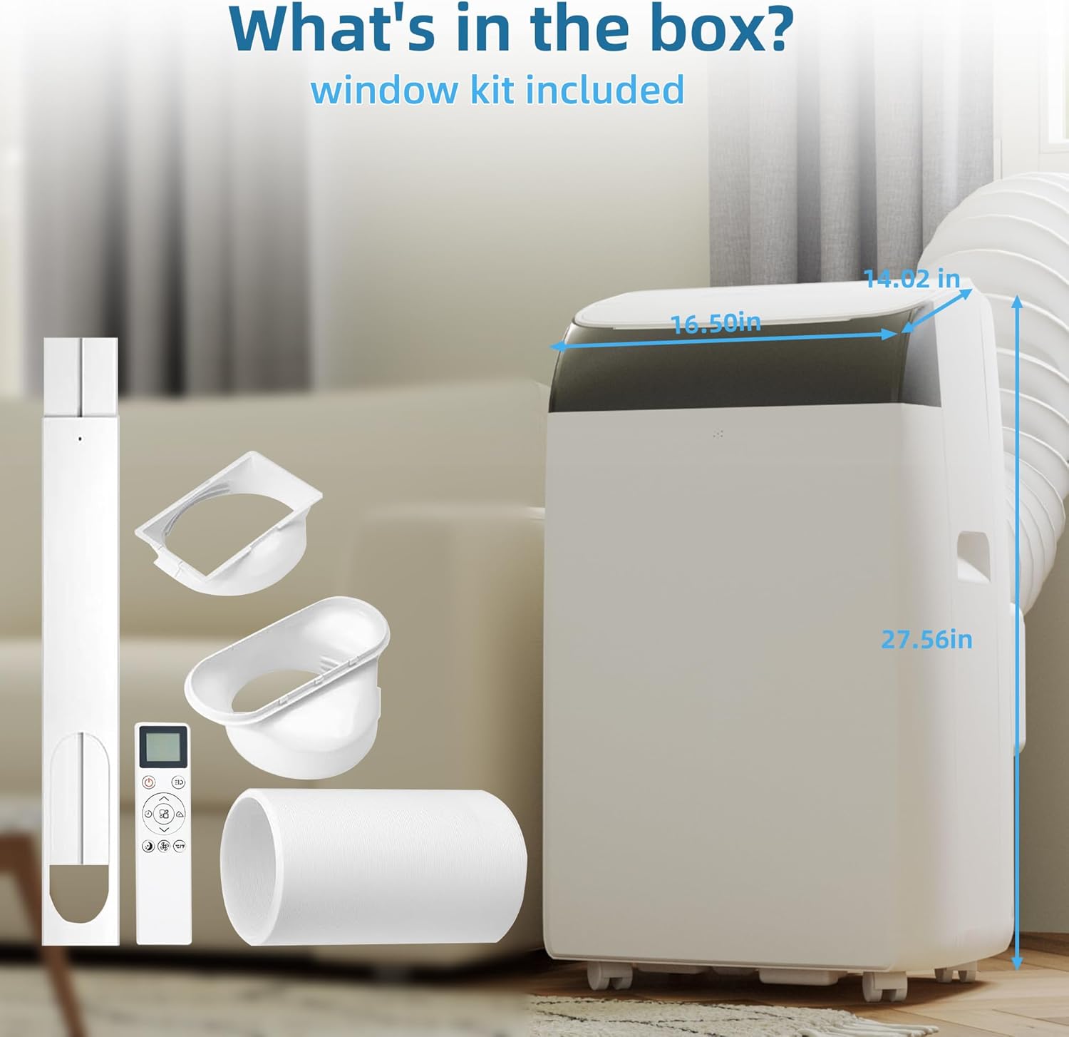 Portable Air Conditioners, 14000 BTU Portable AC Unit for Rooms up to 750 sq. ft. 3-in-1 Smart Cooling System, Dehumidifier and Fan with Remote Control, Exhaust Hose and Window Kit