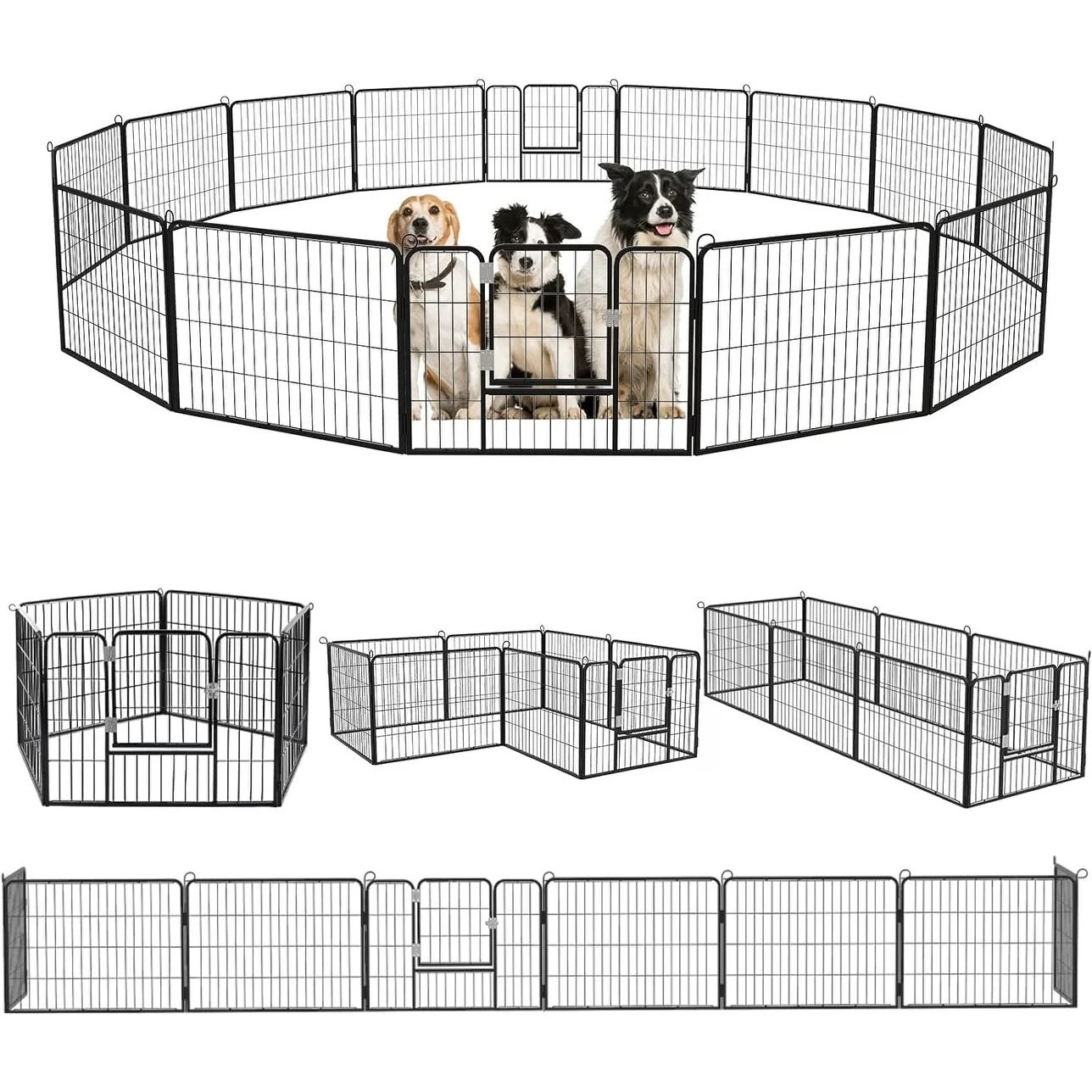 Bossin  Dog Playpen Dog Kennel Pen Cage Dog Fence Exercise Pen with Doors 8/16/24 Panel 24inch 24 inch 8 Panels - Curated Treasures Market