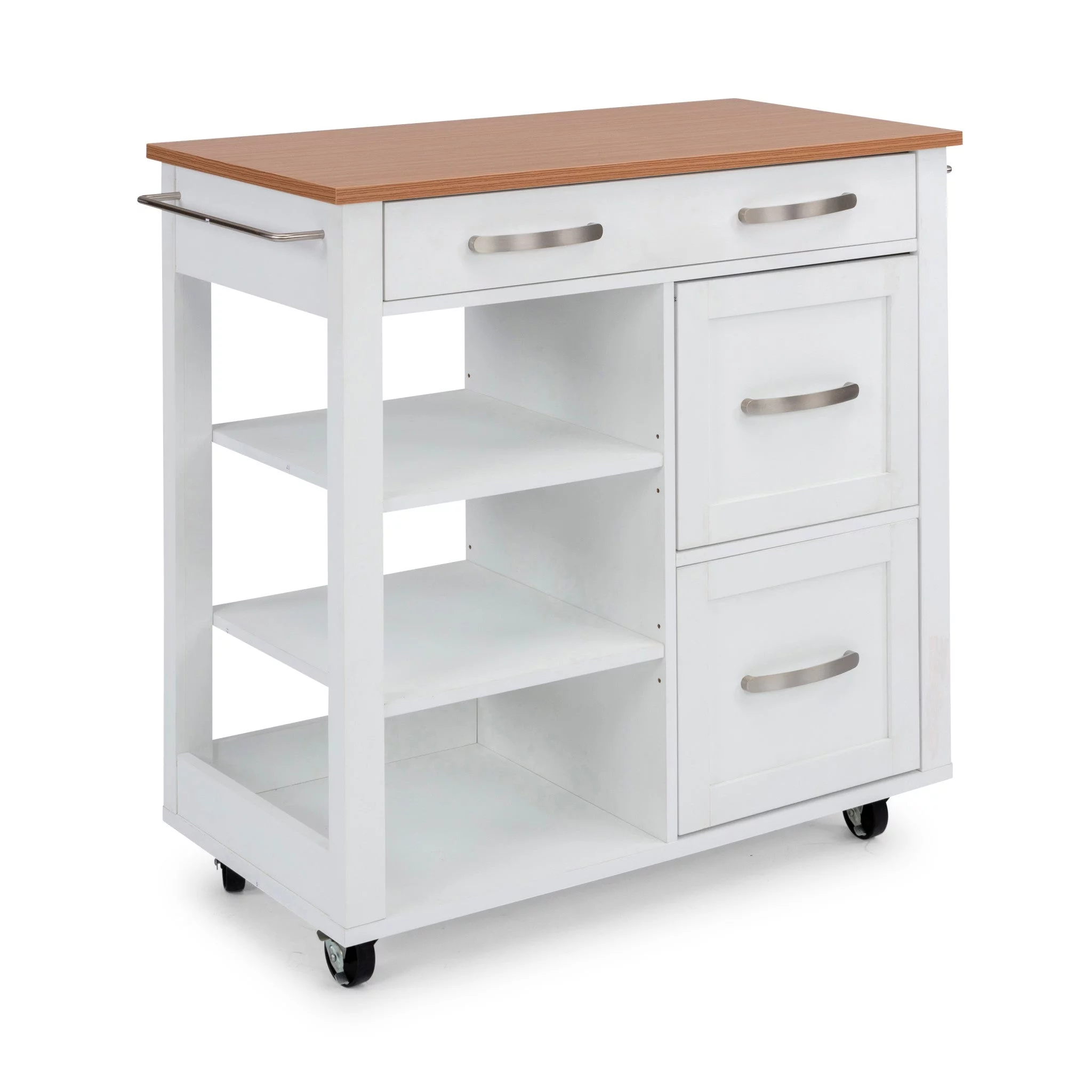 Homestyles Storage Plus Off White Wood Kitchen Cart - Curated Treasures Market