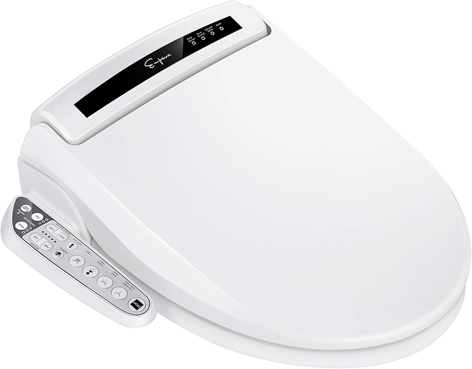 Empava Electric Smart Bidet Seats for Elongated Toilets Heated Toilet Seat with Warm Air Dryer and Temperature Controlled Wash Functions in White Model 2021
