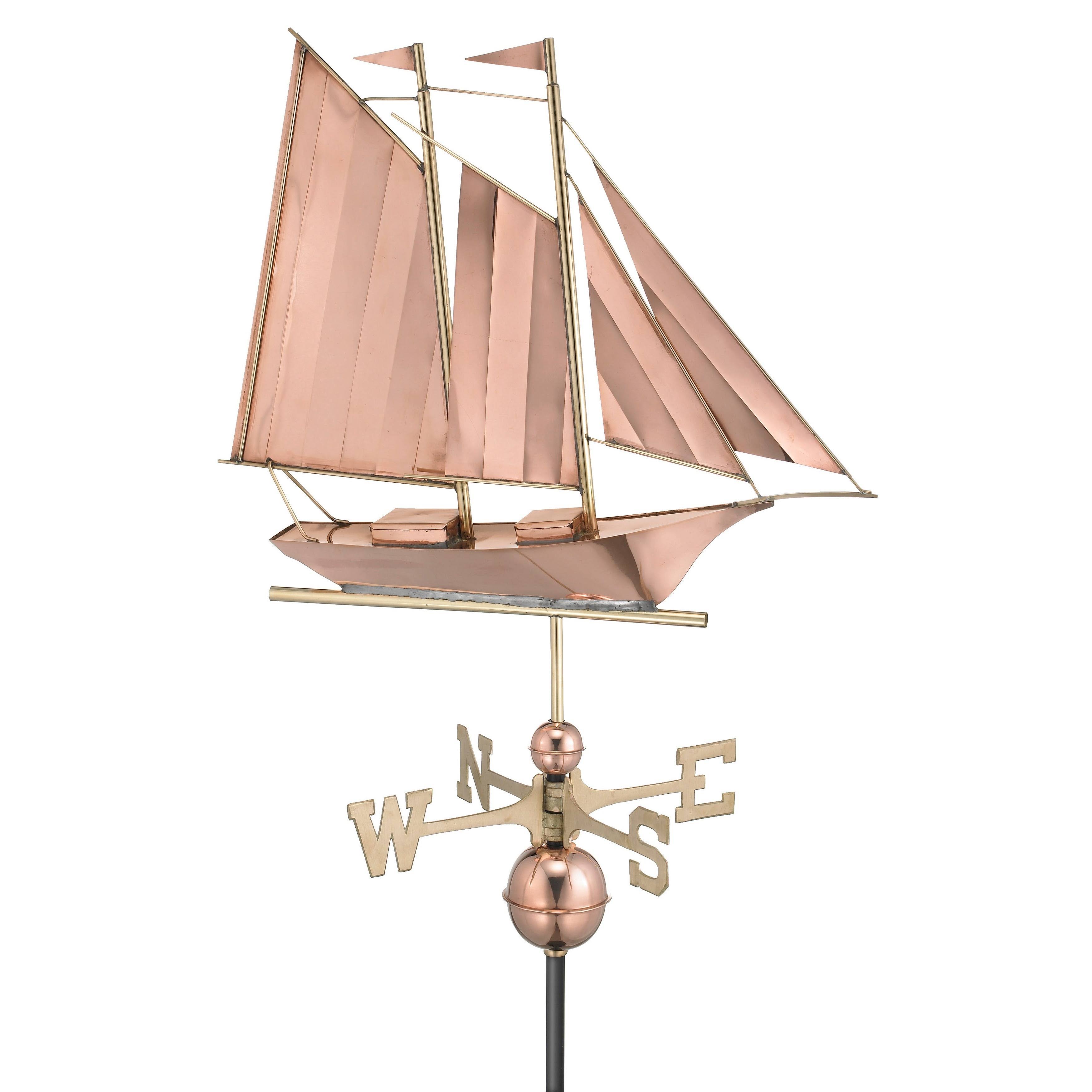 Good Directions - Schooner Polished Copper Weathervane