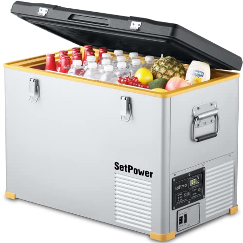 SetPower RV Single Zone Series Portable Fridge Freezer, 12 Volt Refrigerator, RV Refrigerator, Electric Cooler, Car Refrigerator, Portable Freezer, 3-YEAR Warranty, MAX & MIN Mode, 45L/48 Quart, 0℉-50℉, 12/24V DC, 100-240V AC, Car & Home Use