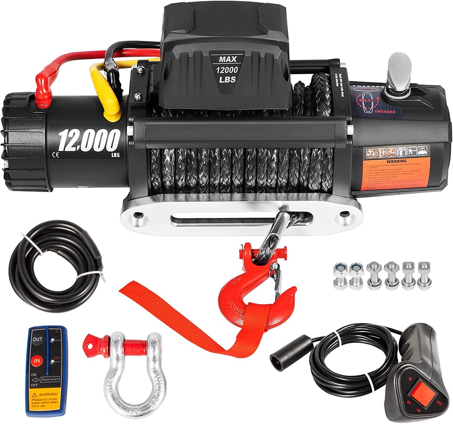 VEVOR Truck Winch 12000lbs Electric Winch Synthetic Rope with Wireless Remote Control and Powerful Motor for UTV ATV & Jeep Truck and Wrangler in Car Lift
