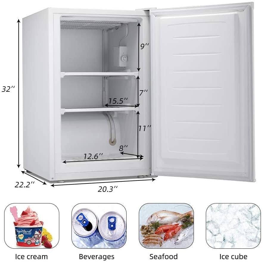 3.0 CU.FT Compact Upright Freezer with Reversible Single Door - White