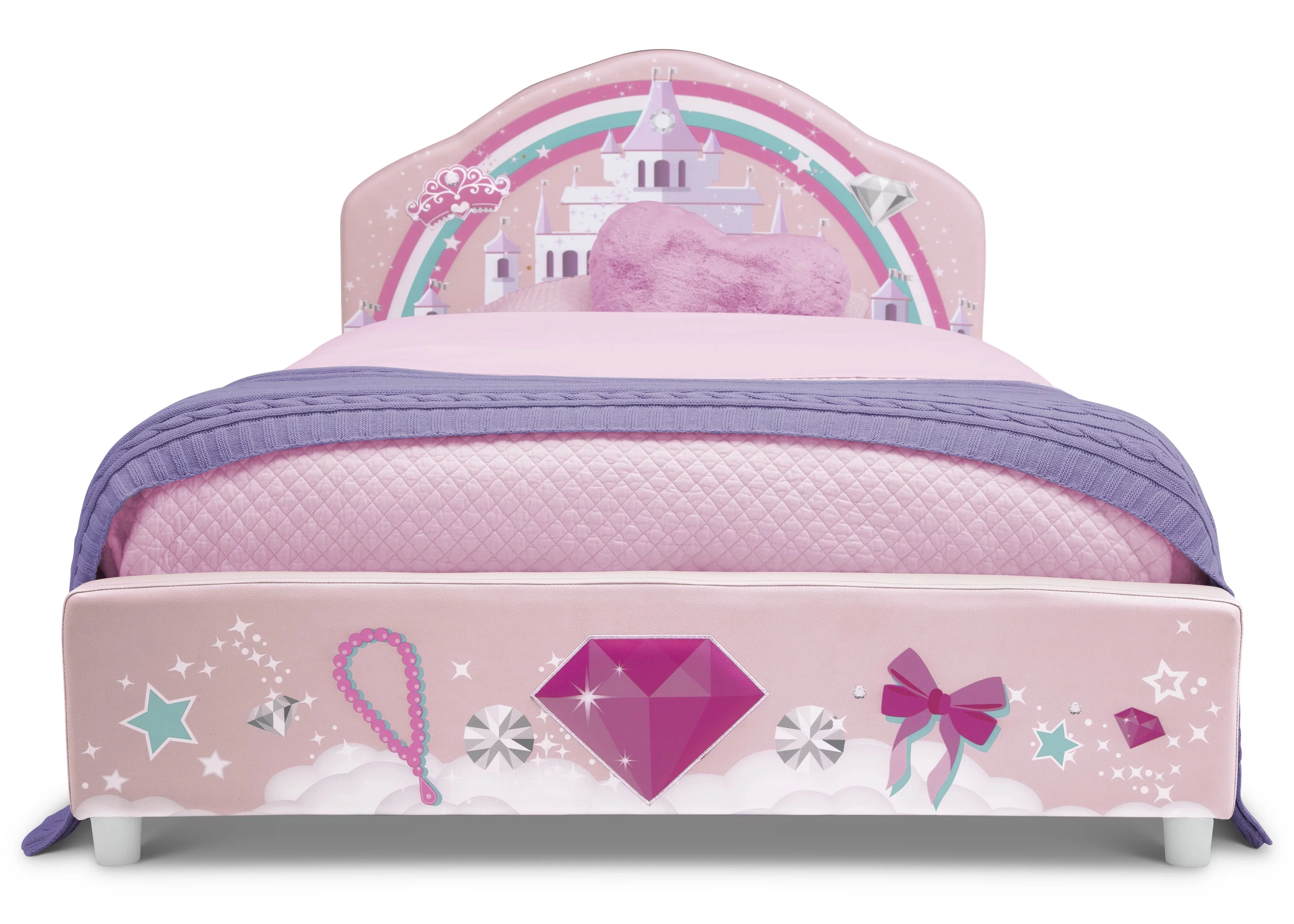 Delta Children Princess Upholstered Twin Bed, Pink