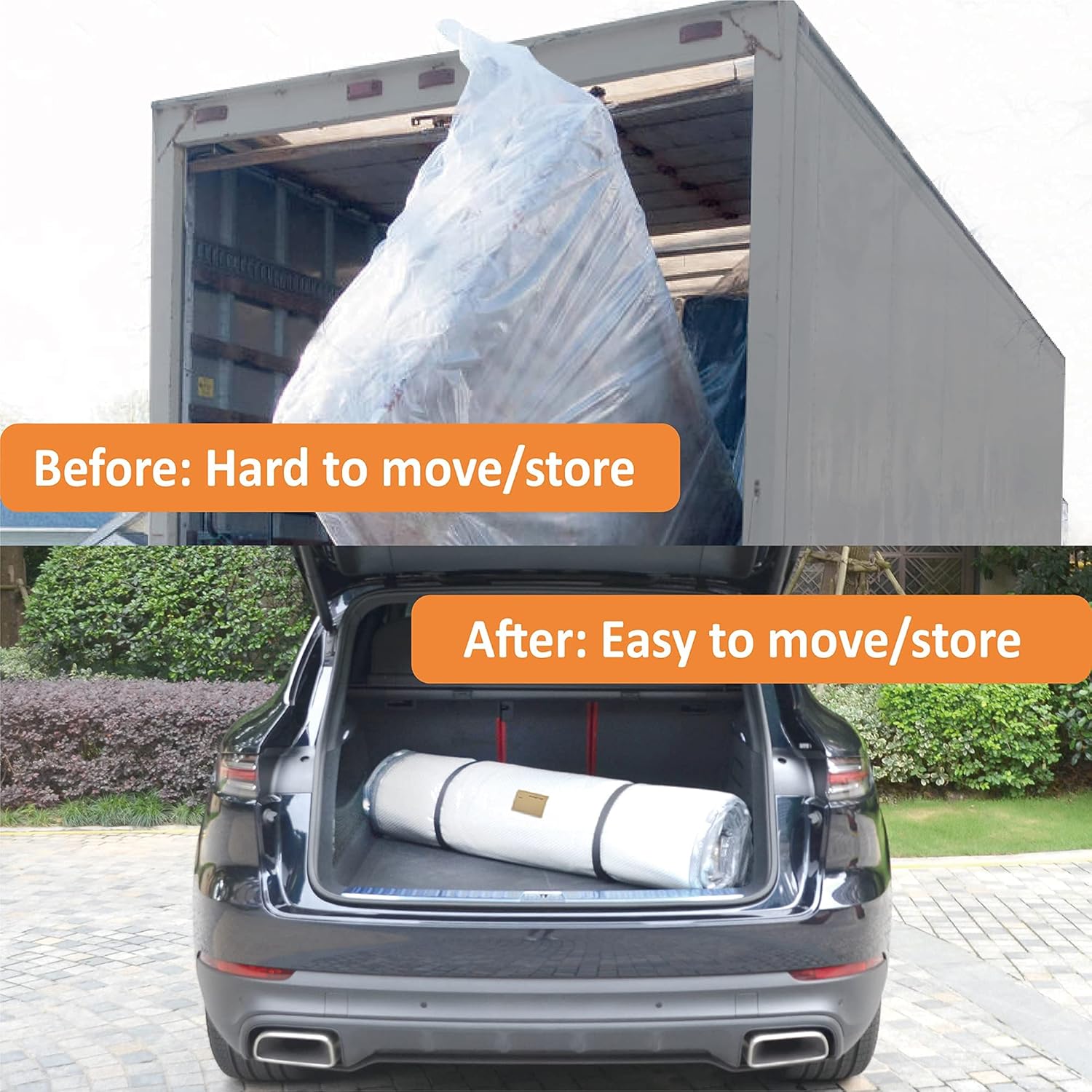 (King/Cal King) Foam Mattress Vacuum Bag 5 Name Tags, Straps Included, Mattress Vacuum Sealable Bag