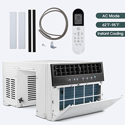 R.W. FLAME U-Shaped Window Air Conditioner with Full Window View, Ultra Quiet AC Unit, Remote Control, Cools up to 450 Sq. Ft. Living Room/Bedroom/Home,Energy Efficient,Washable Filter
