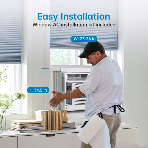 Adoolla Window Air Conditioner 6,000 BTU, Turbo Fast Cooling Up to 250 Sq.Ft. Flexible Window Opening(T Design), Window AC Unit with Remote & APP Control, Easy Install Kit, Auto Restart, 24H Timer