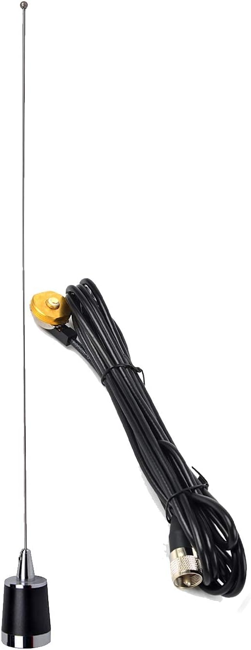HYS TCJ-N1 Dual Band NMO 144Mhz/430Mhz Mobile FM Transceiver 2M/70cm Antenna with 13 ft RG58 Coax Cable NMO to UHF PL259 Connector for Yaesu Kenwood HYT Vertex Icom Mobile Radios