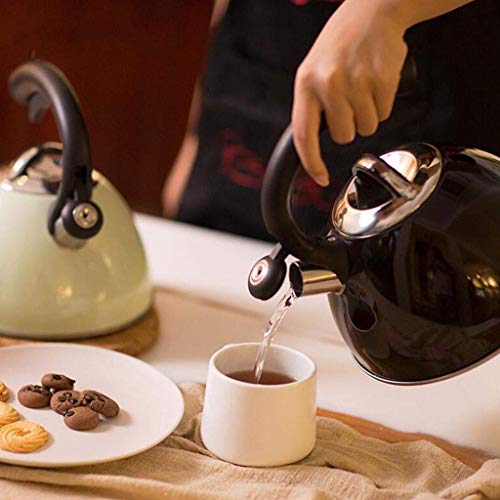 Stove Top Kettle For Gas,Copper Tea Kettle Whistling Stove Top Stainless Steel With Heat Resistant Handle, Gas Electric Induction Compatible (color : Black, Size : 2.5L)