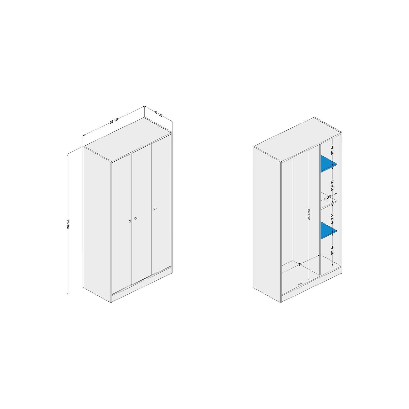 Polifurniture Denmark 3-Door Wardrobe - White