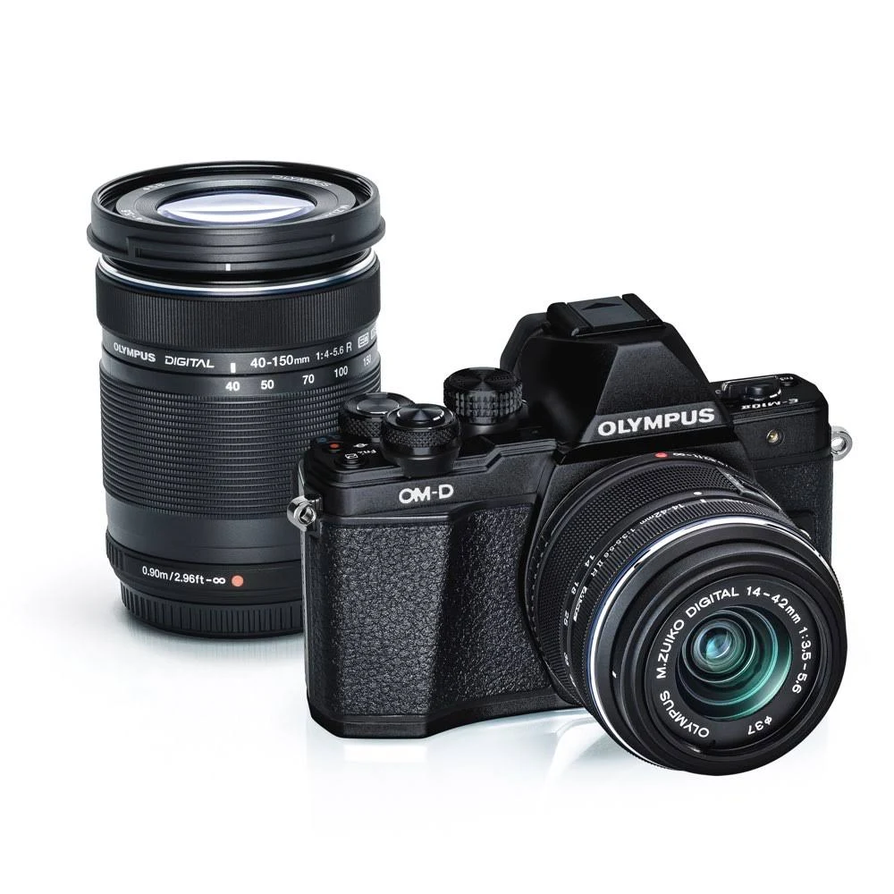Olympus E-M10 Mark II Two Lens Kit Black Body with 14-42mm IIR u0026 40-150mm f4.0-5.6 R Black Lenses