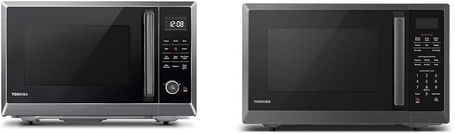 TOSHIBA Air Fryer Combo 8-in-1 Countertop Microwave Oven, Convection, Broil, Odor removal & ML2-EM12EA(BS) Countertop Microwave Oven With Stylish Design As Kitchen Essentials