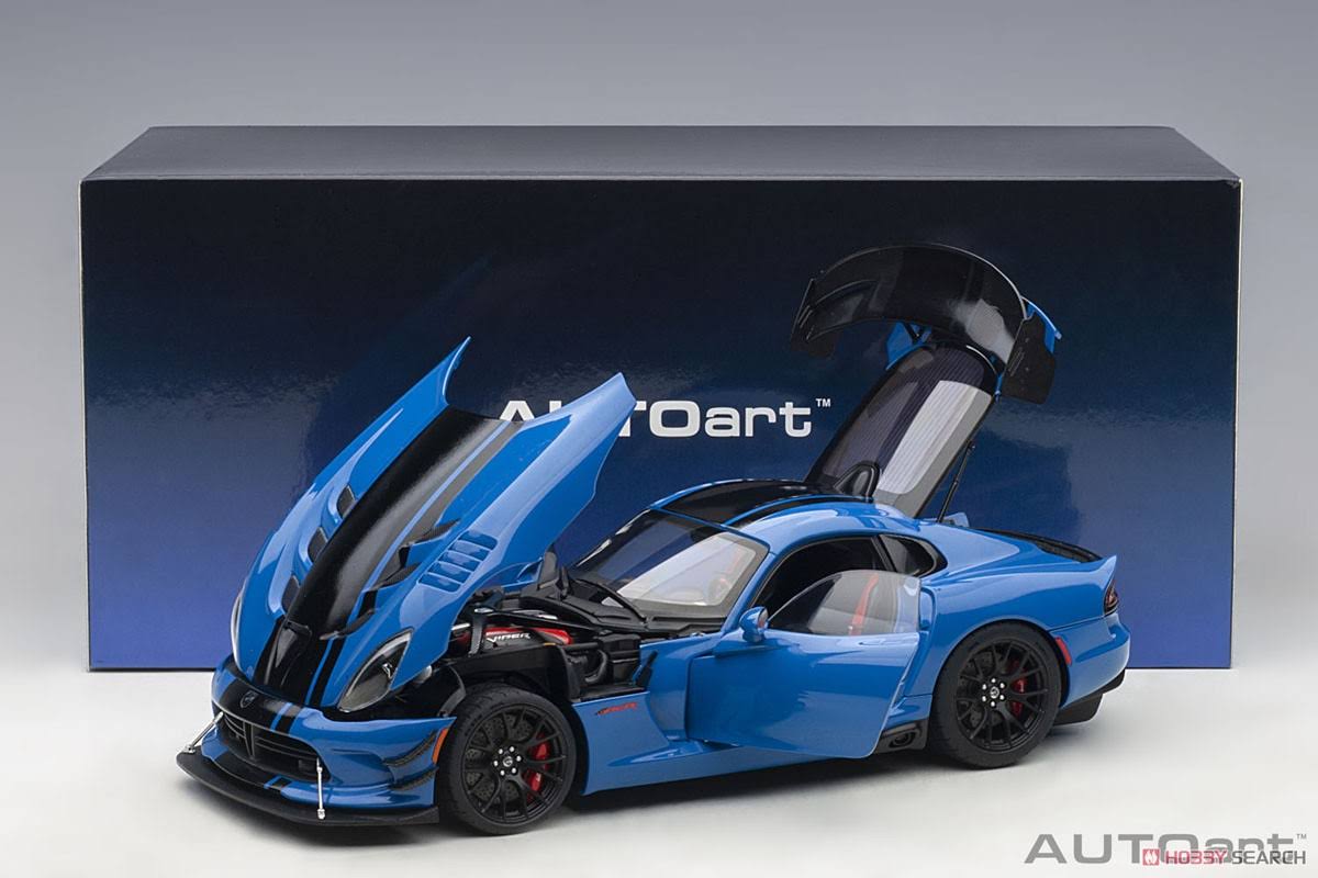 2017 Dodge Viper ACR Competition Blue with Black Stripes 1/18 Model Car by AUTOart 71734