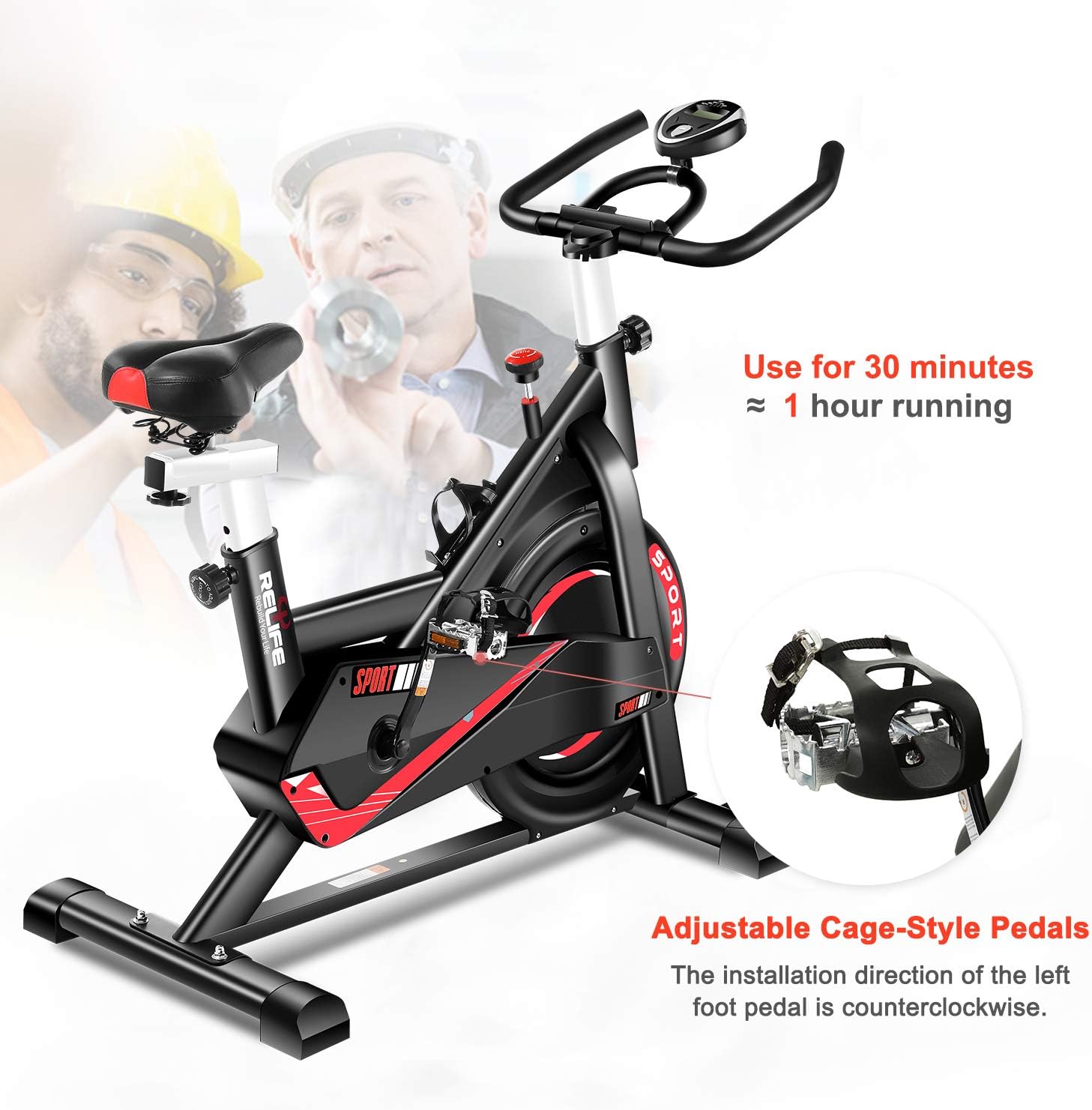 RELIFE REBUILD YOUR LIFE Exercise Bike Indoor Cycling Bike Fitness Stationary All-inclusive Flywheel Bicycle with Resistance for Gym Home Cardio Workout Machine Training New Version