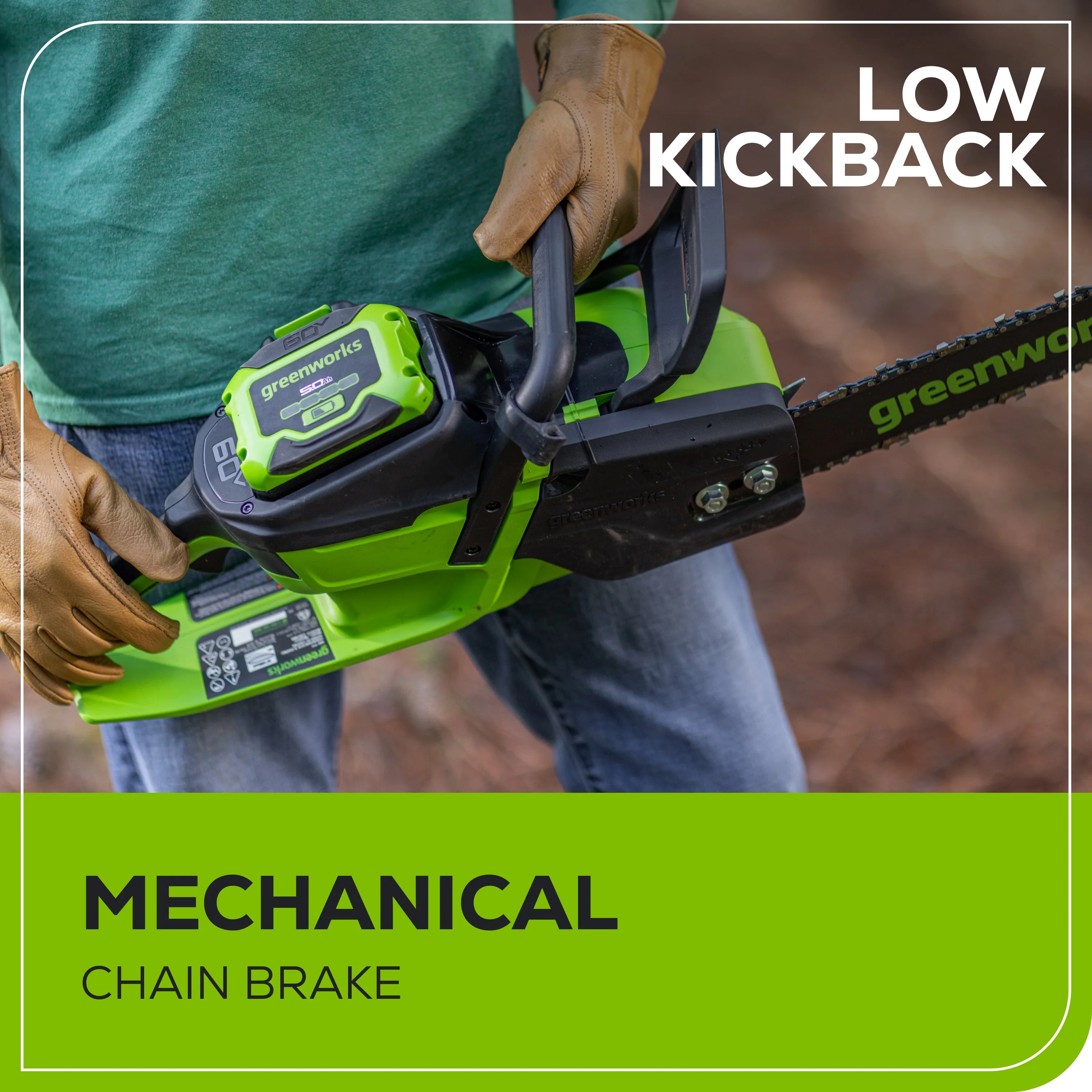 Greenworks 60V 18 2.0kW Brushless Chainsaw with 4.0 Ah Battery & 3 Amp Charger 2028502