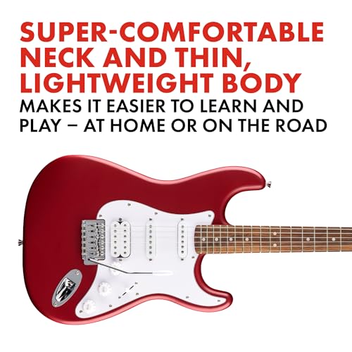Fender Squier Debut Series Stratocaster HT HSS Electric Guitar, Beginner Guitar, 2-Year Warranty, Includes Free Lessons, Black with Satin Urethane Finish