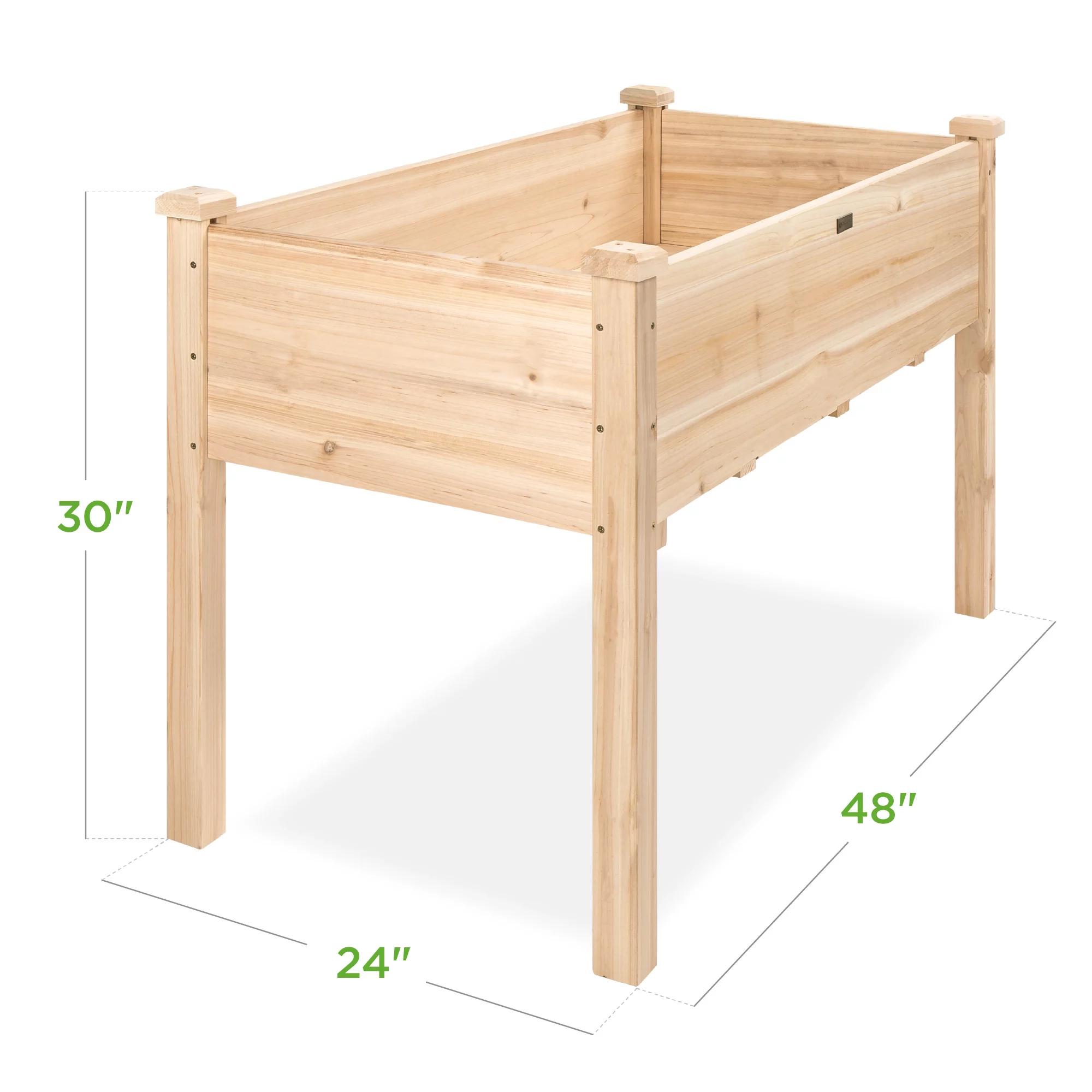 Best Choice Product 48x24x30in Raised Garden Bed, Elevated Wooden Planter for Yard w/ Foot Caps, Liner - Natural - Curated Treasures Market