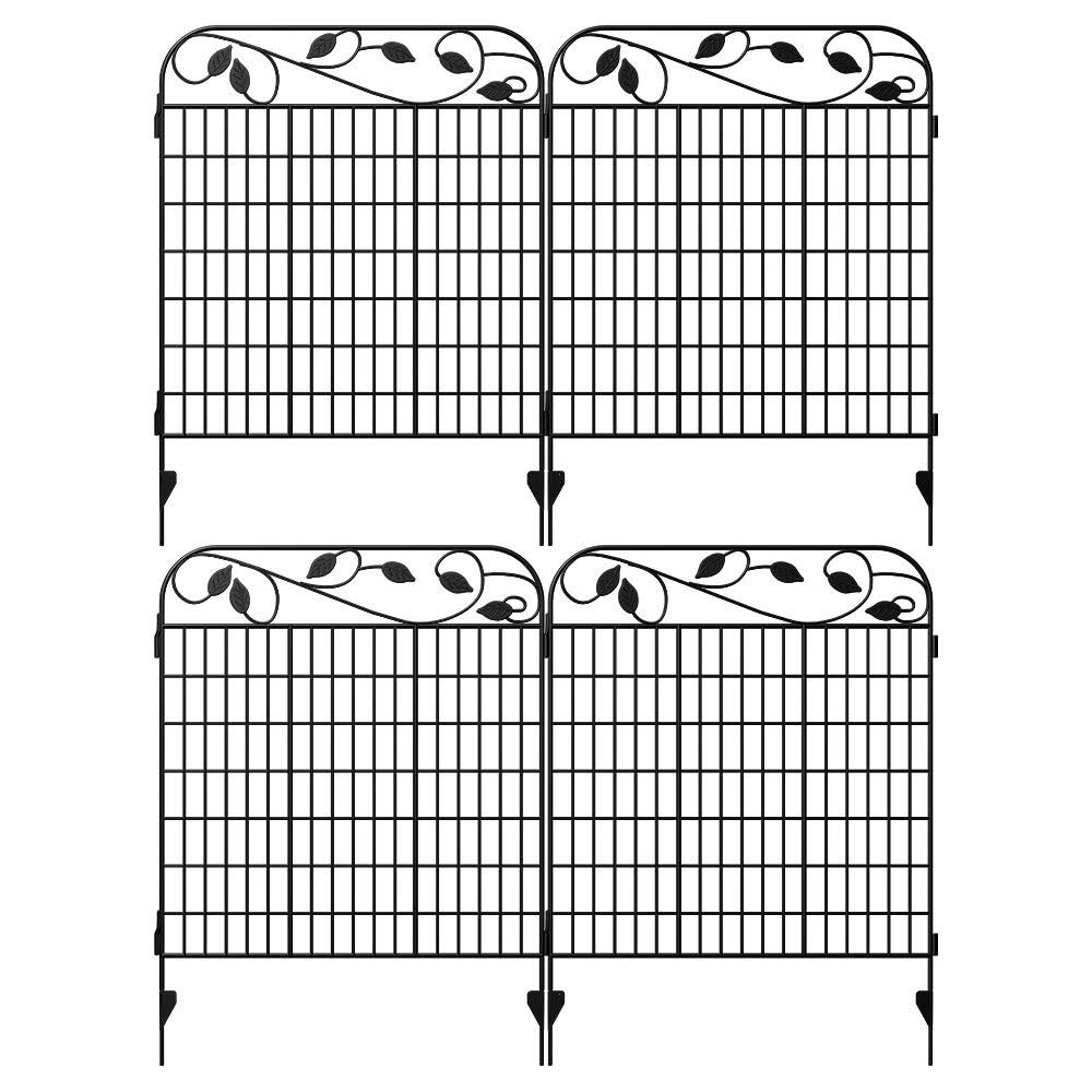 Amagabeli Metal Garden Fence Border 44”x 36” 4Pack Heavy Duty Tall Rustproof Decorative Garden Fencing Gate Panels Animal Barrie - Megean