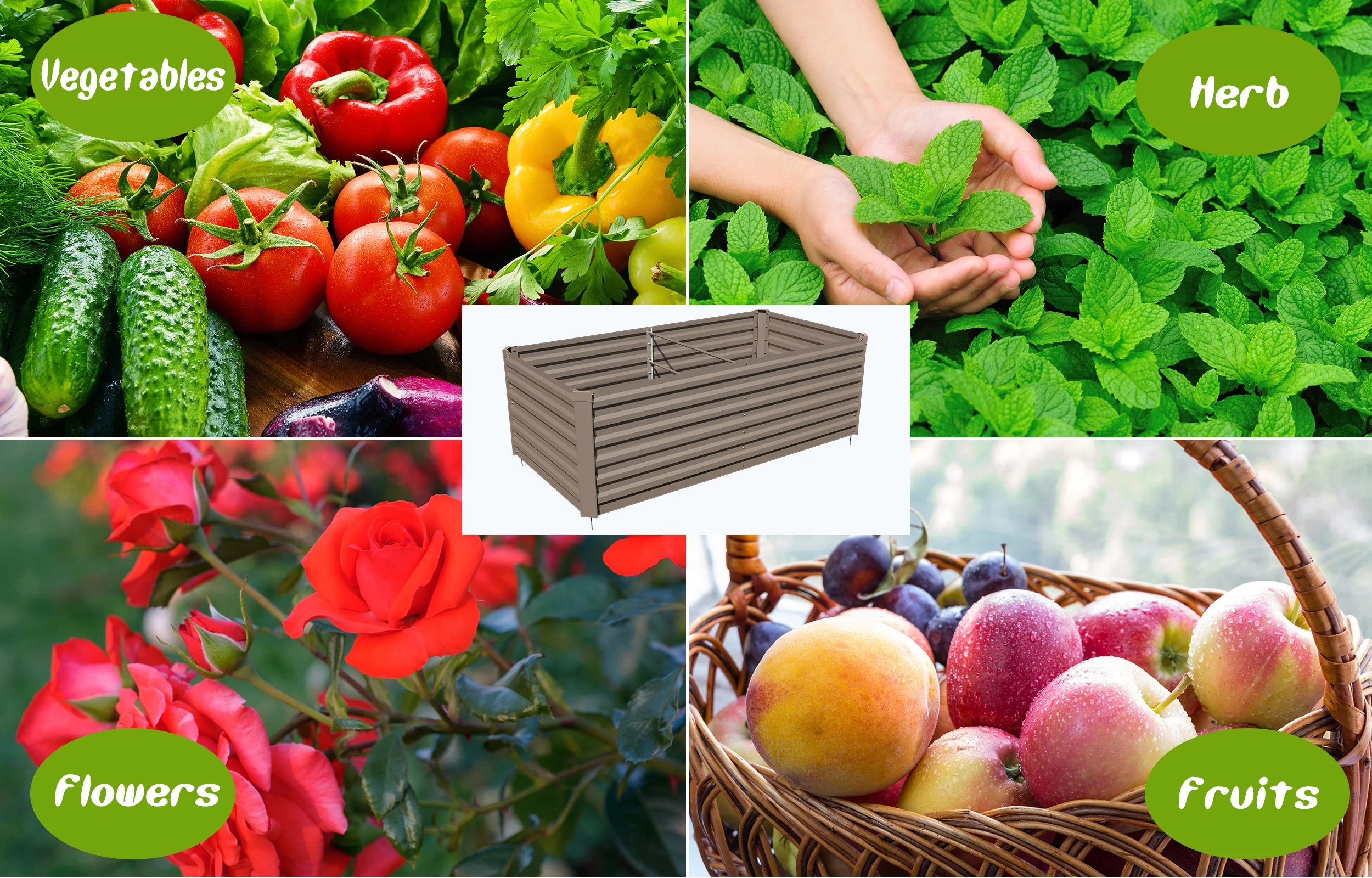Galvanized Raised Deep Garden Bed 6x3x2 ft Steel Rust-Resistant Planter Box Outdoor Gardening Large Elevated Metal Container for Vegetables, Herbs, Flowers, shrub, fruit trees seedlings Brown