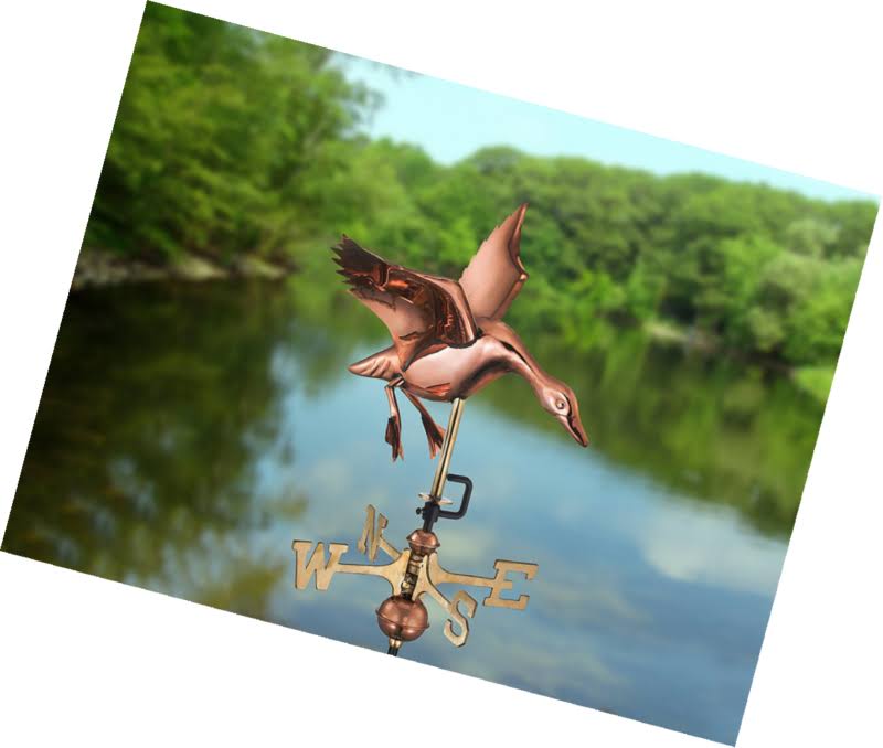 Good Directions Polished Copper Roof-Mount Landing Duck Weathervane
