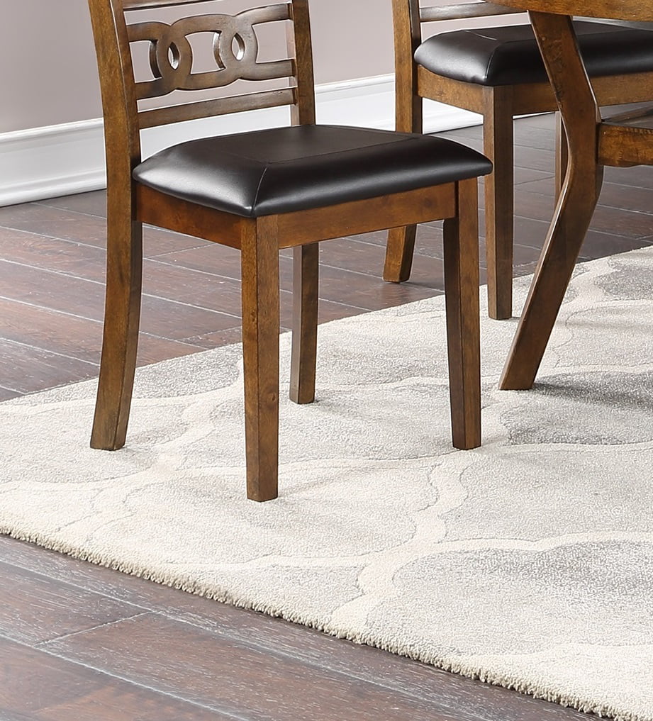 Set of 2 Chairs in Walnut Color Dining Room Furniture Dining Chairs Unique Design Rubberwood PU Foam Cushion Seat Side Chairs