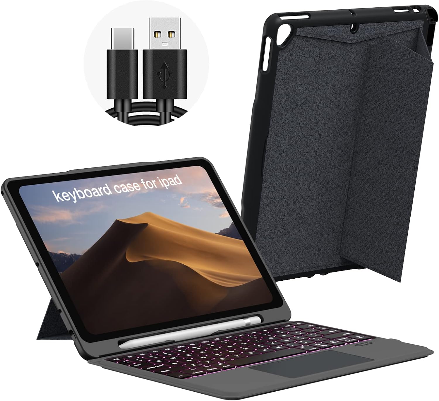 DOKYW Touch Keyboard Case with Backlit for iPad Air 4th Gen Magnetic Detachable Wireless Bluetooth Keyboard Cover Protective Folio Case for iPad Air 4 10.9 inch iPad Pro 2018/2020/2021 11 inch
