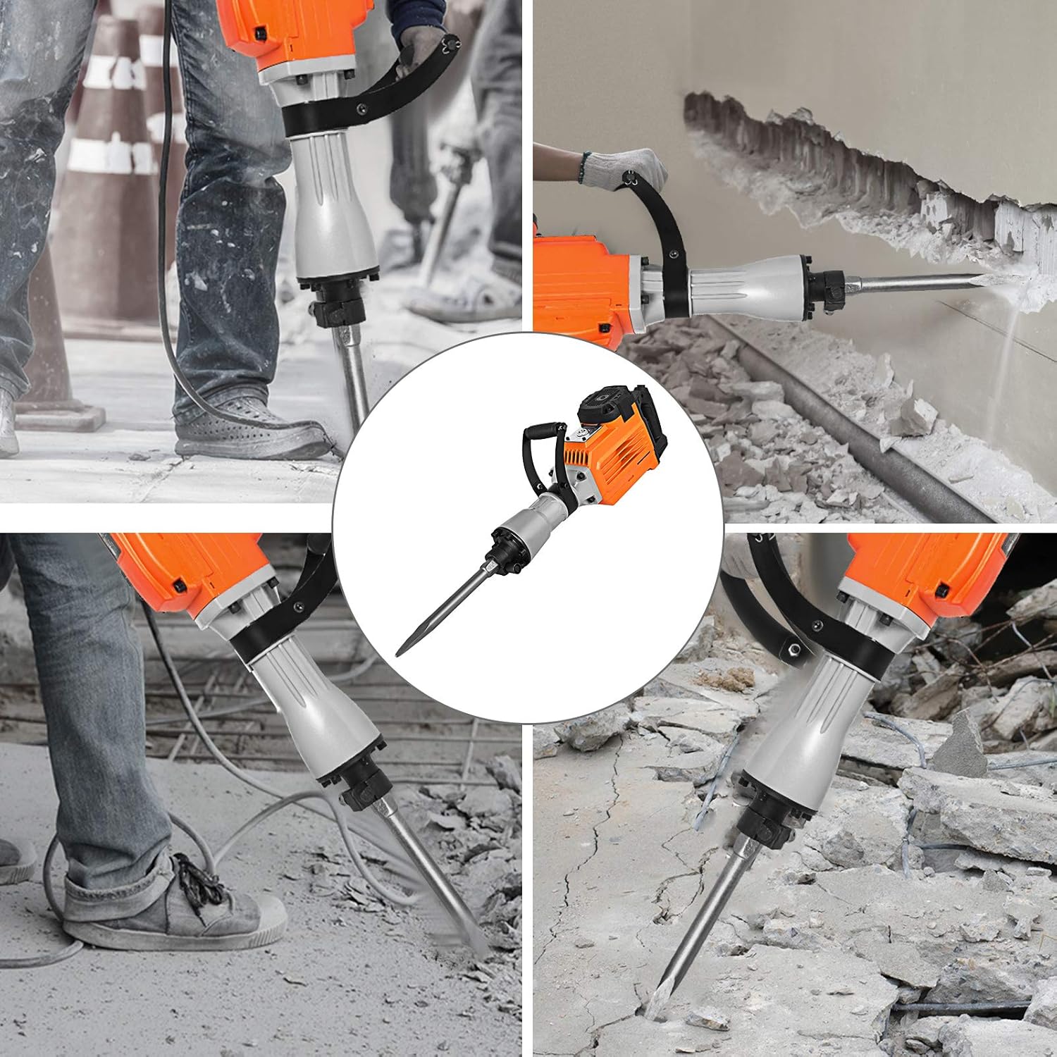 Mophorn 3500W Electric Demolition Hammer Heavy Duty Concrete Breaker 1400 BPM Jack Hammer Demolition Drills with Flat Chisel Bull Point Chisel (3500 W)