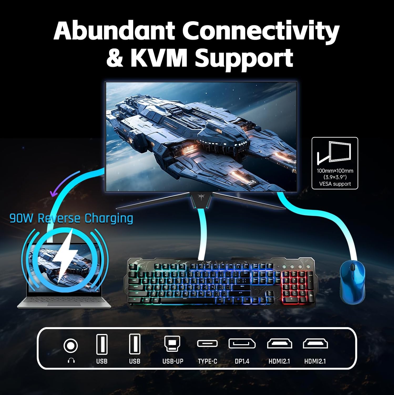 KTC 42" 4K OLED Gaming Monitor, 138Hz, 0.1ms(GTG), Built-in Speakers, 90W USB Type-C Charging, Anti-Reflection Panel, Remote,4-Side Bezeless,VESA,Ideal for Gamers & Home Entertainment