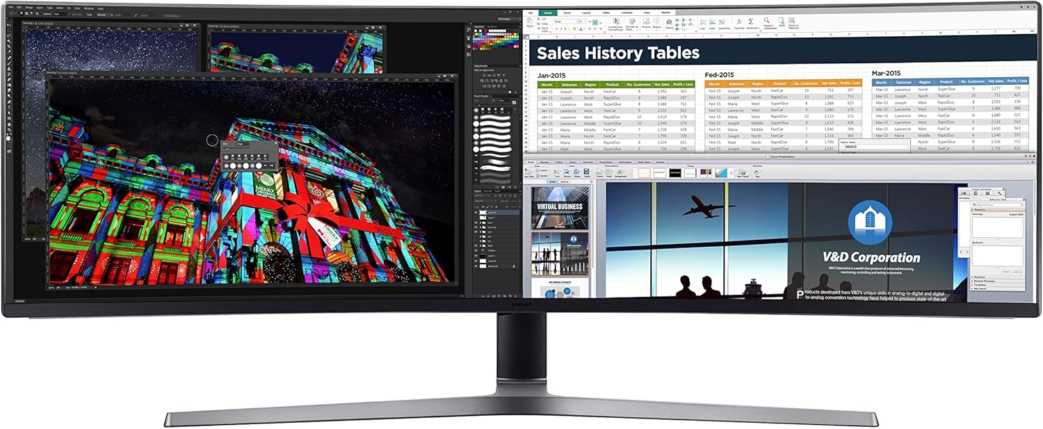 SAMSUNG 49-Inch CHG90 144Hz Curved Gaming Monitor (LC49HG90DMNXZA) – Super Ultrawide Screen QLED Computer Monitor, 3840 x 1080p Resolution, 1ms Response, FreeSync 2 with HDR,Black
