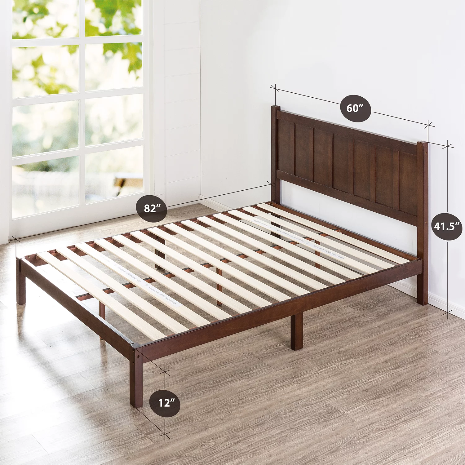 Zinus Adrian 42" Acacia Wood Platform Bed Frame, Queen