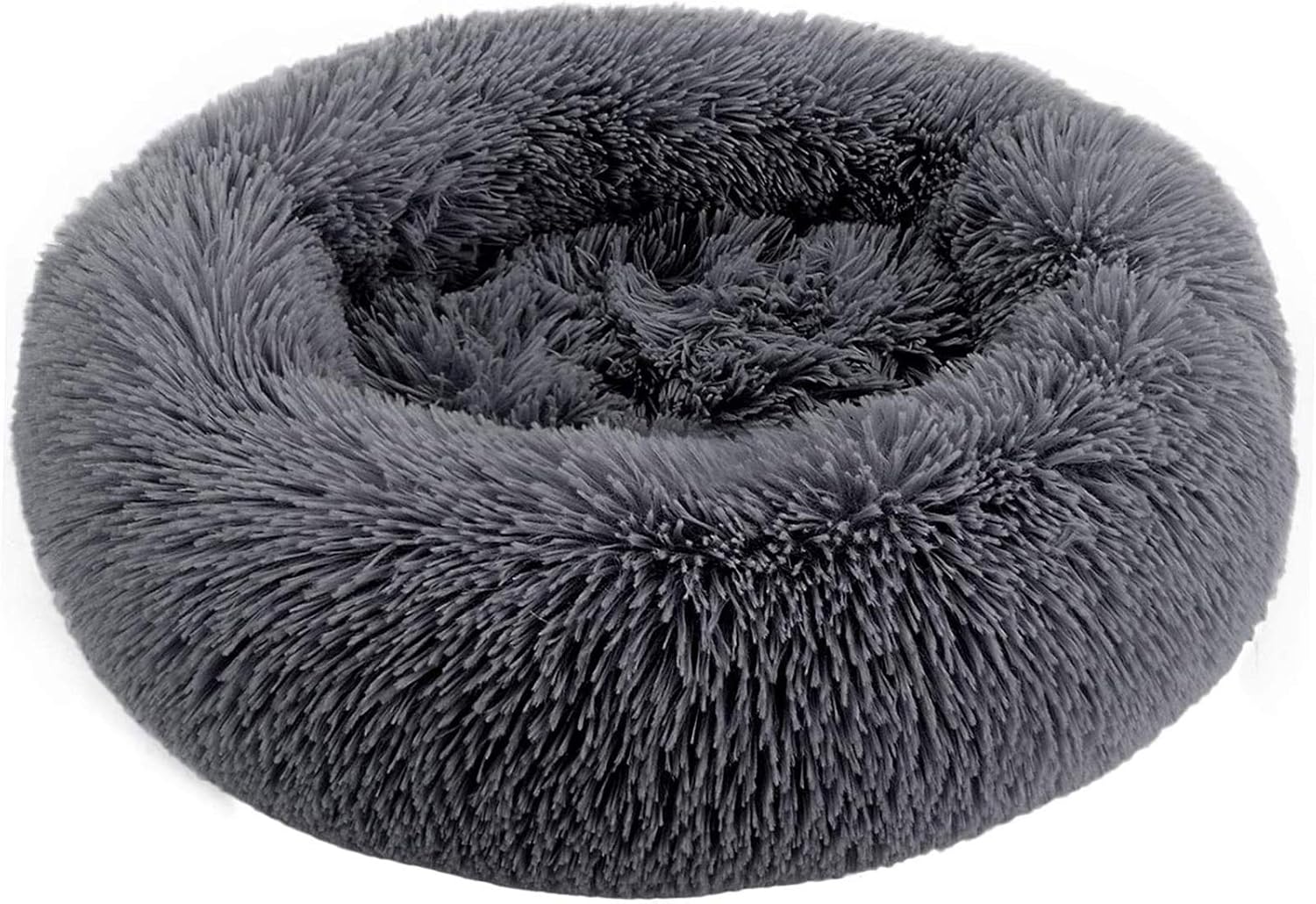 ZEJEUER Cat Bed, Small Dog Bed, Round Donut Washable Plush Fluffy Faux Fur Soft Cushion Beds for Indoor Pets