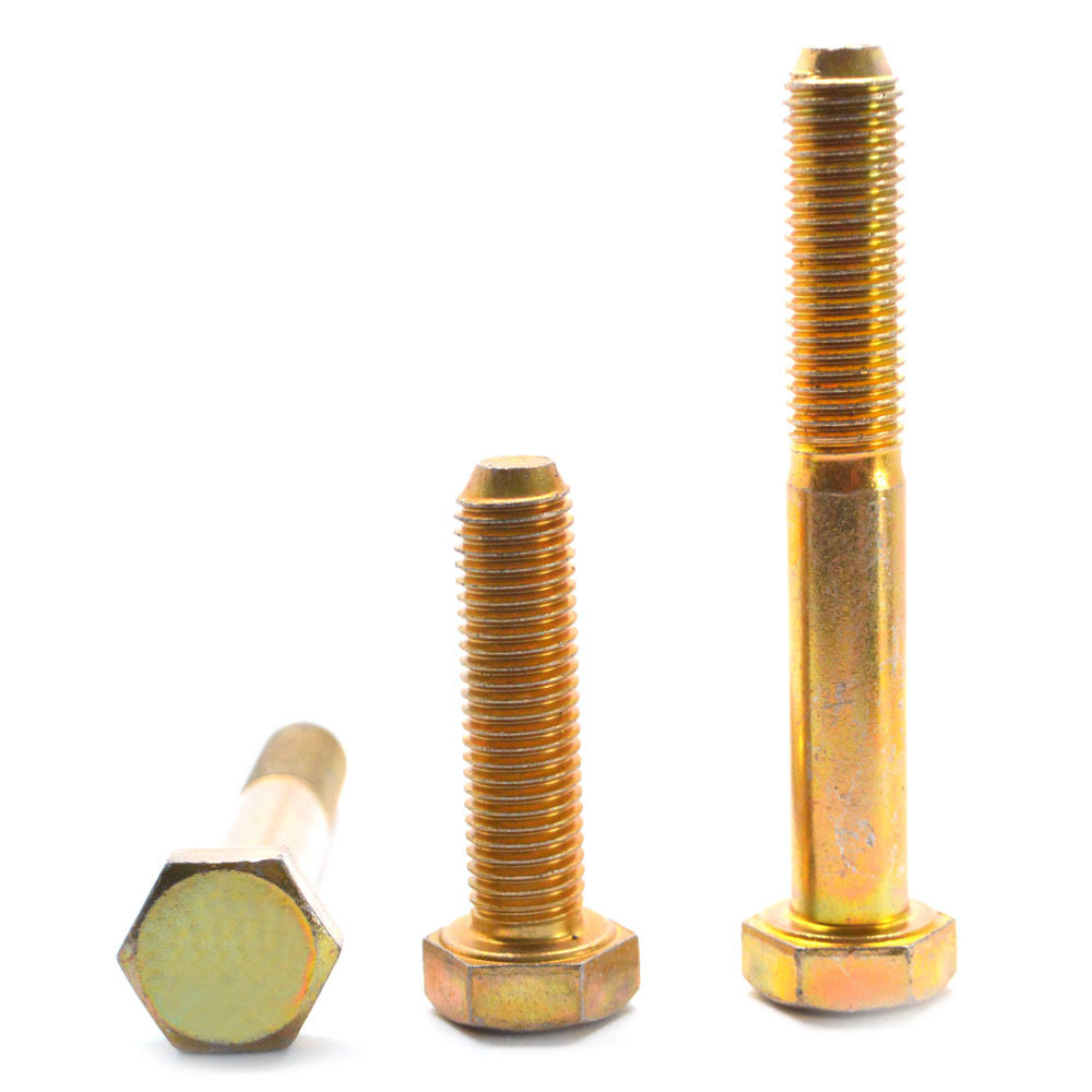 1-8 x 4 1/2 Coarse Thread Grade BD MS90728 Hex Cap Screw (Bolt) - USA Alloy Steel Yellow Zinc Plated