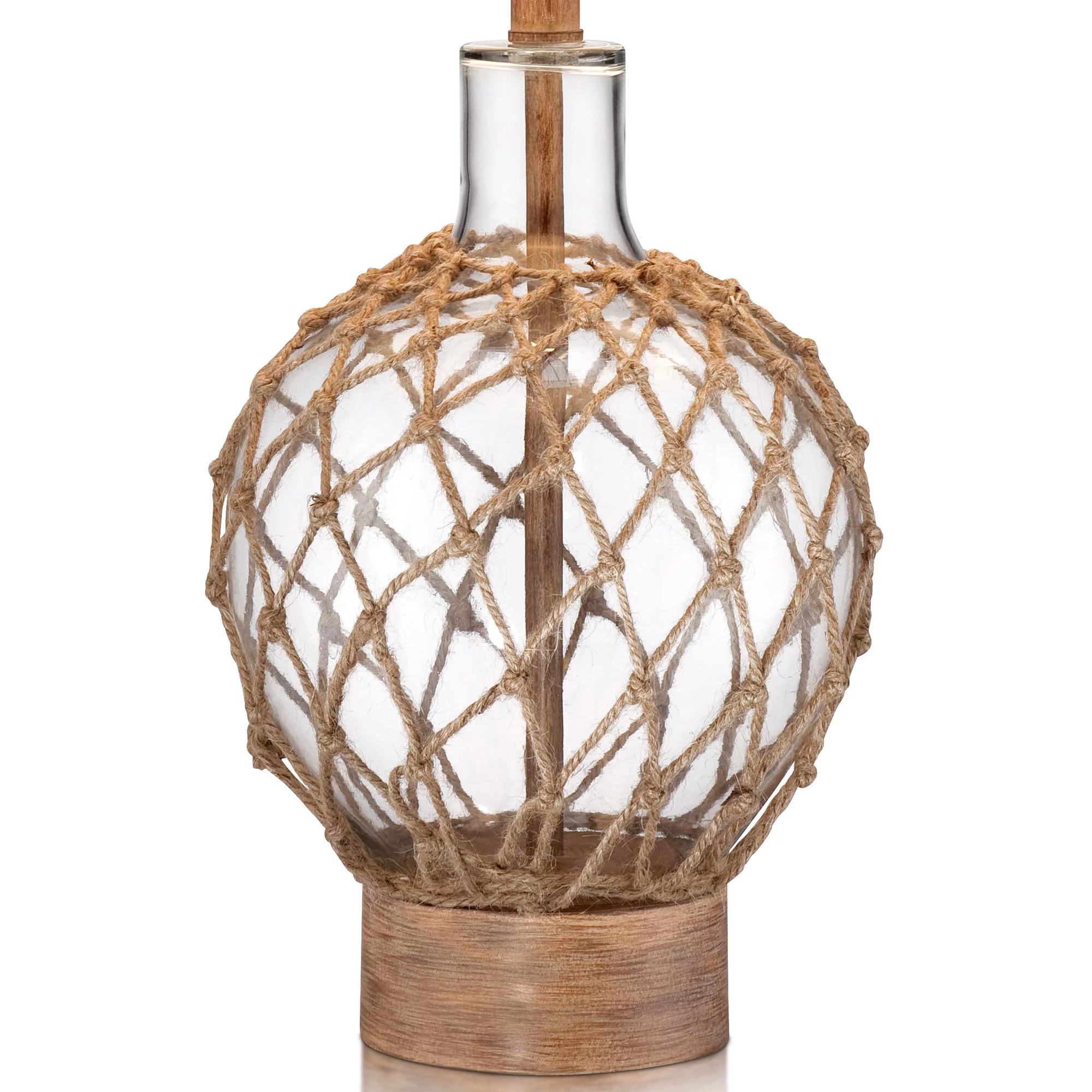360 Lighting Coastal Table Lamps 27" Tall Set of 2 Rope and Clear Glass Jug Burlap Drum Shade for Living Room Family Bedroom Nightstand