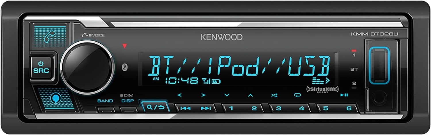 KENWOOD KMM-BT328U Bluetooth Car Stereo with USB Port, AM/FM Radio, MP3 Player, Multi Color LCD, Detachable Face, Built in Amazon Alexa, Compatible with SiriusXM Tuner