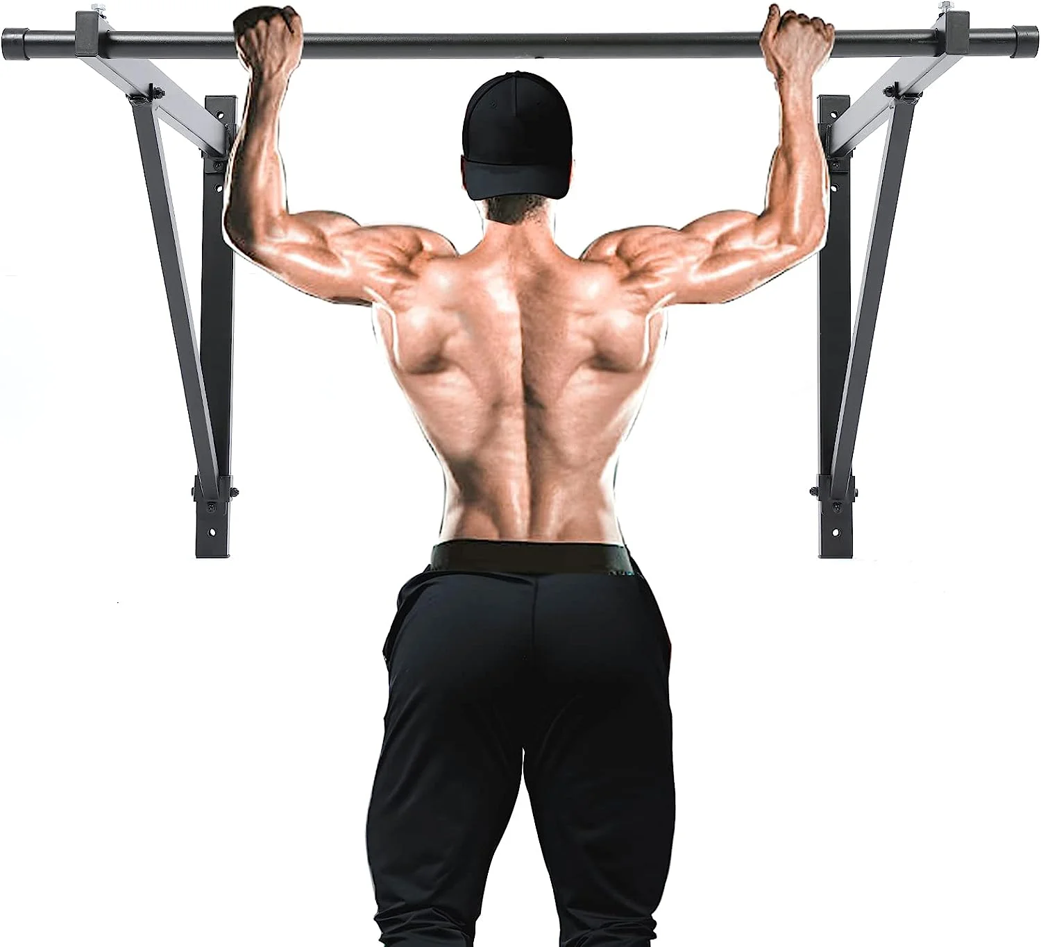 ECOTRIC 46" Wall Mounted Pull Up Chin Up Bar Heavy Duty Gym Workout Fitness Home Mount Fitness 500lbs - Curated Treasures Market