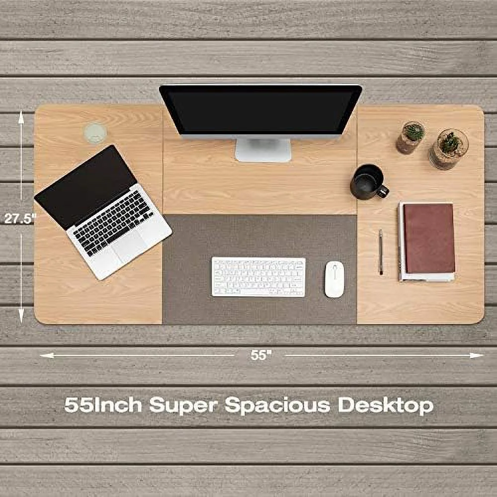 Height Adjustable Electric Standing Desk  55 x 28 Inches Stand Up Desk  Sit Stand  Office Desk Computer Workstation with T-Shaped Metal Bracket (White)